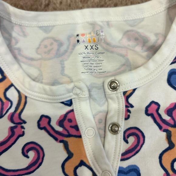 Roller Rabbit Lovely Monkey Pima Cotton Long Sleeve Pajamas XXS - Picture 5 of 11